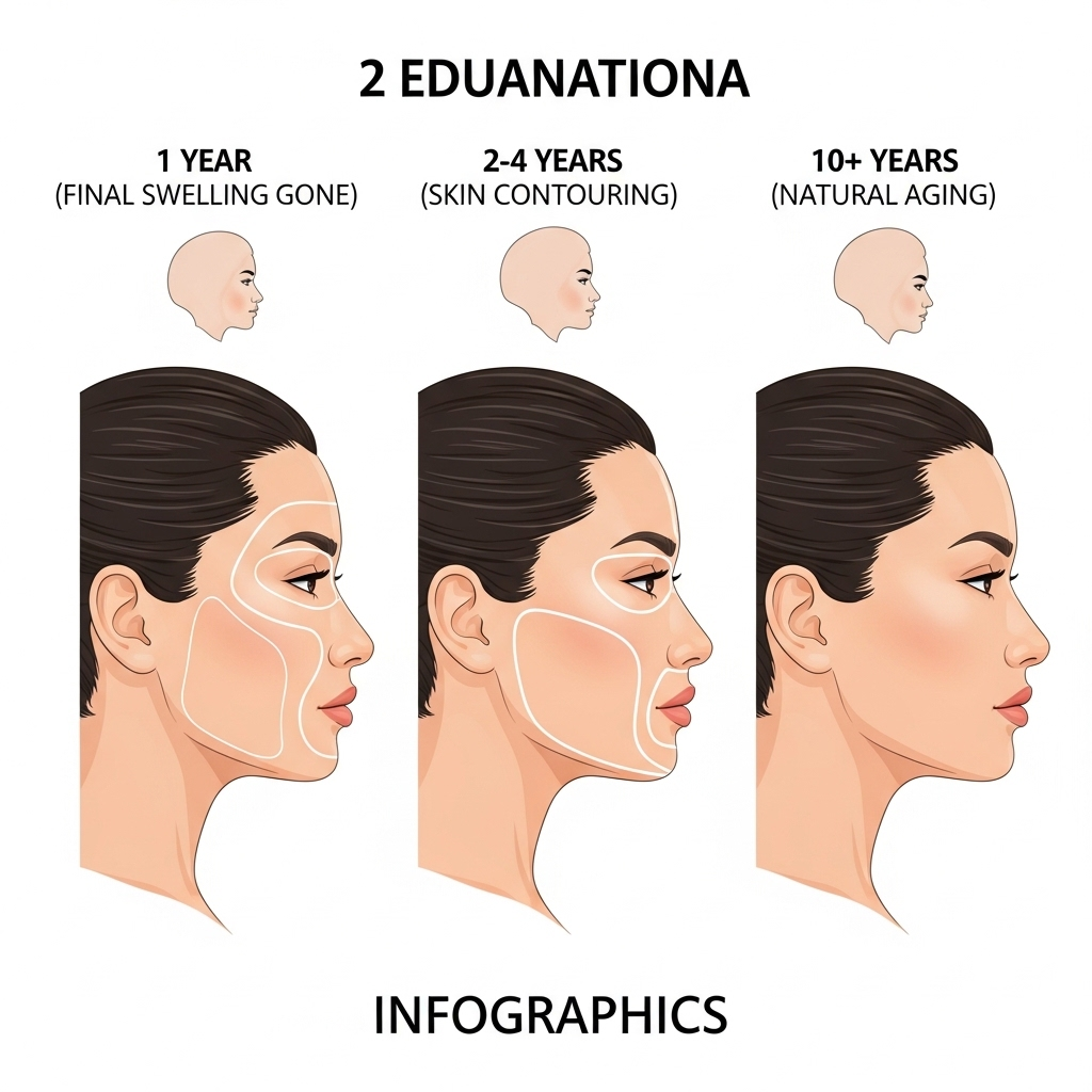 Long-term rhinoplasty results showing before surgery and 10 years after, demonstrating lasting improvements in nasal shape and facial harmony