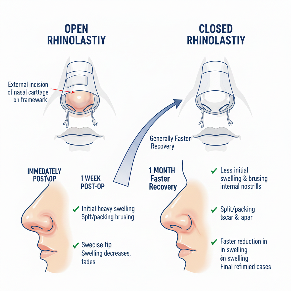 Comparison of recovery progression between open and closed rhinoplasty techniques